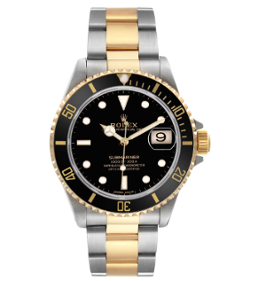 Rolex Submariner Steel Yellow Gold Black Dial Mens Watch 16617 Box Papers