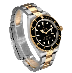 Rolex Submariner Steel Yellow Gold Black Dial Mens Watch 16617 Box Papers