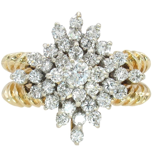 1.18ctw Diamond Waterfall Rope Split Ring 14K