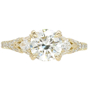 1.86ctw-Round-Diamond-with-Pear-Diamond-Accents-Engagement-Ring-GIA-Certified-in-14K-Yellow-Gold-Front